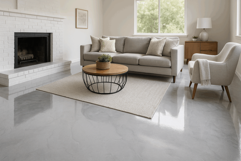 Read more about the article Living Room Makeover: Why Choose Epoxy Floors?