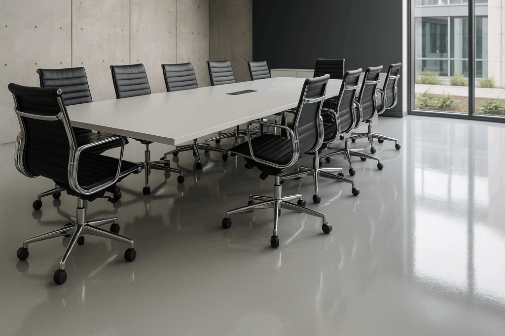 Read more about the article How Epoxy Flooring Enhances Conference Room Aesthetics
